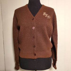 Vintage Gilison Touring Pro Brown Alpaca Yarn Grandpa Cardigan Sweater M